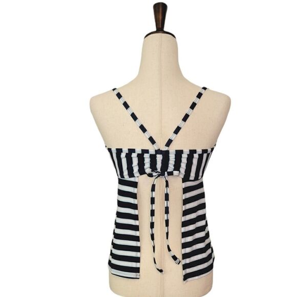 Kona Sol Navy Blue Striped Cutout Back Detail Swimsuit Top Size M - Picture 3 of 8
